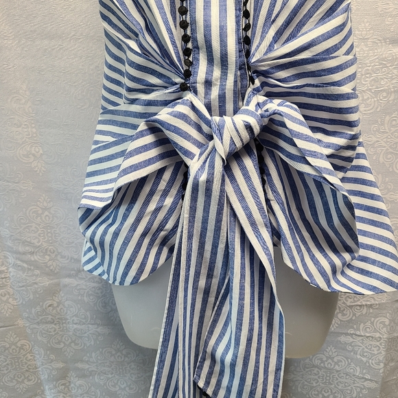 Zara Woman Blue/White Striped Halter Top XS GUC - Picture 4 of 13